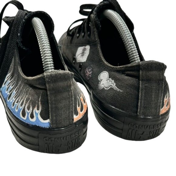 Converse Custom Painted Black Goth Low Cut Sneakers - Picture 9 of 15